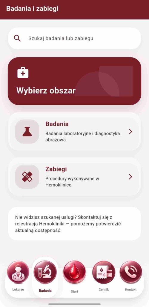 W zakładce Lekarze możesz wyszukać lekarza po nazwisku albo wybrać interesującą Cię specjalizację.